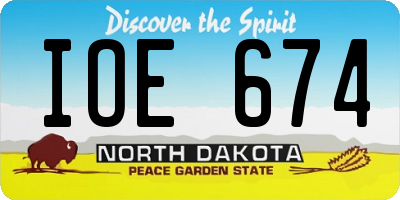 ND license plate IOE674