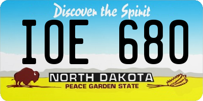 ND license plate IOE680