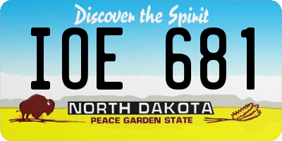 ND license plate IOE681