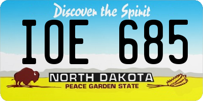 ND license plate IOE685