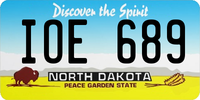 ND license plate IOE689