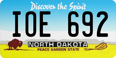 ND license plate IOE692