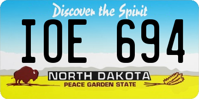 ND license plate IOE694