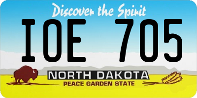 ND license plate IOE705