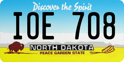 ND license plate IOE708
