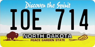ND license plate IOE714