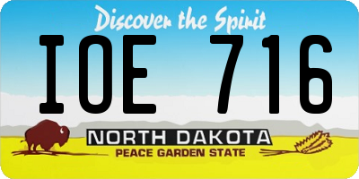 ND license plate IOE716