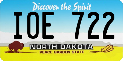 ND license plate IOE722