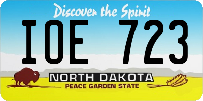 ND license plate IOE723
