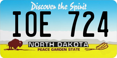 ND license plate IOE724