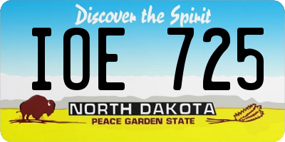 ND license plate IOE725