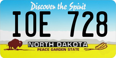ND license plate IOE728