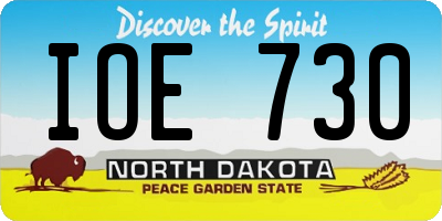 ND license plate IOE730