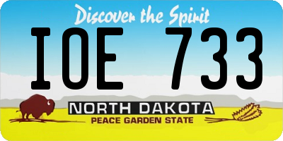 ND license plate IOE733