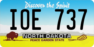 ND license plate IOE737
