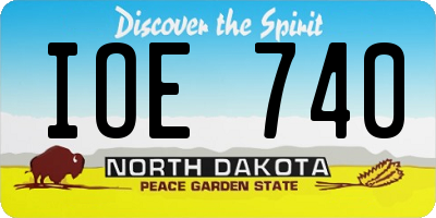 ND license plate IOE740
