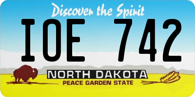 ND license plate IOE742
