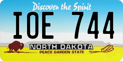 ND license plate IOE744