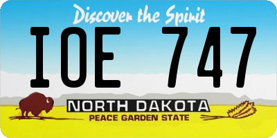 ND license plate IOE747