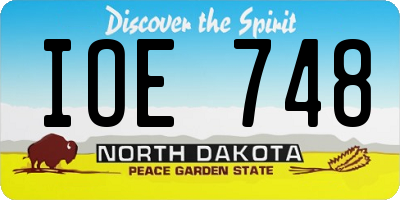 ND license plate IOE748