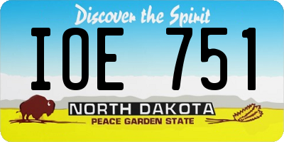 ND license plate IOE751