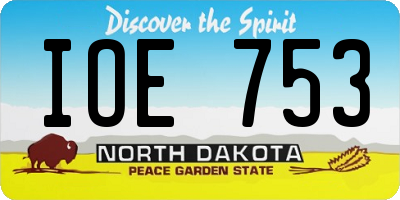 ND license plate IOE753
