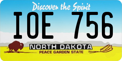 ND license plate IOE756