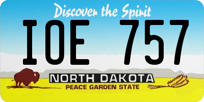 ND license plate IOE757