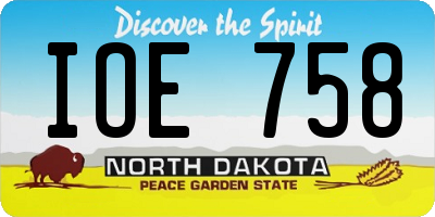 ND license plate IOE758