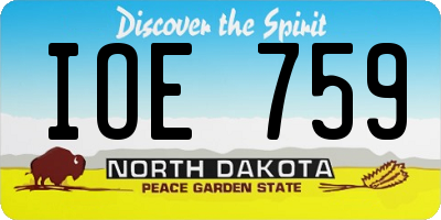 ND license plate IOE759