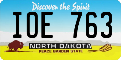 ND license plate IOE763