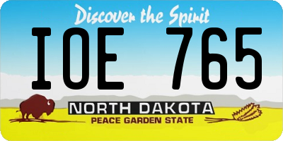 ND license plate IOE765