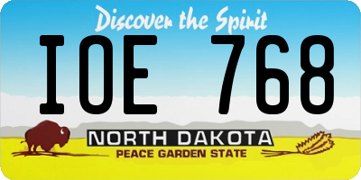 ND license plate IOE768