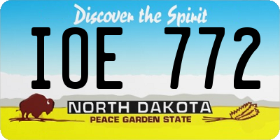 ND license plate IOE772