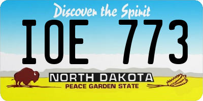 ND license plate IOE773