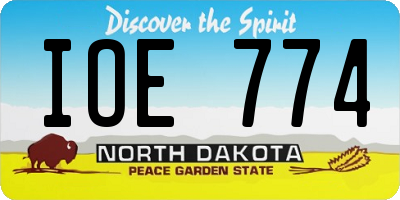 ND license plate IOE774