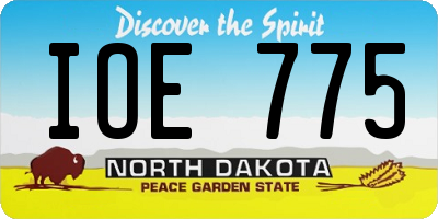 ND license plate IOE775