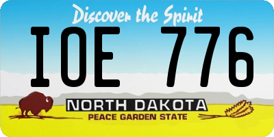ND license plate IOE776