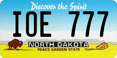ND license plate IOE777