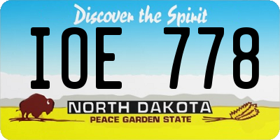 ND license plate IOE778