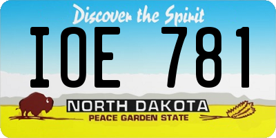 ND license plate IOE781