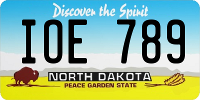 ND license plate IOE789