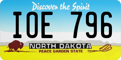 ND license plate IOE796