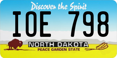 ND license plate IOE798