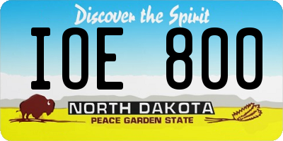 ND license plate IOE800
