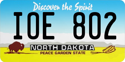 ND license plate IOE802