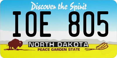 ND license plate IOE805