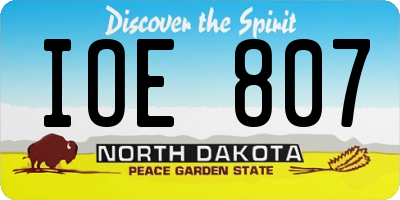 ND license plate IOE807