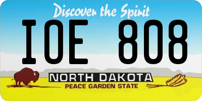 ND license plate IOE808