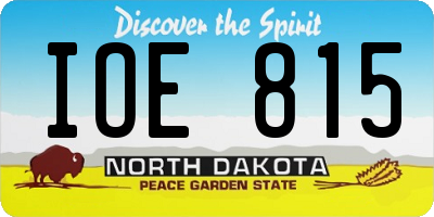 ND license plate IOE815